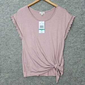 NEW Thread & Clover Top Shirt Women's XS Lilac Mauve‎ Crochet Trim Side Tie NWT